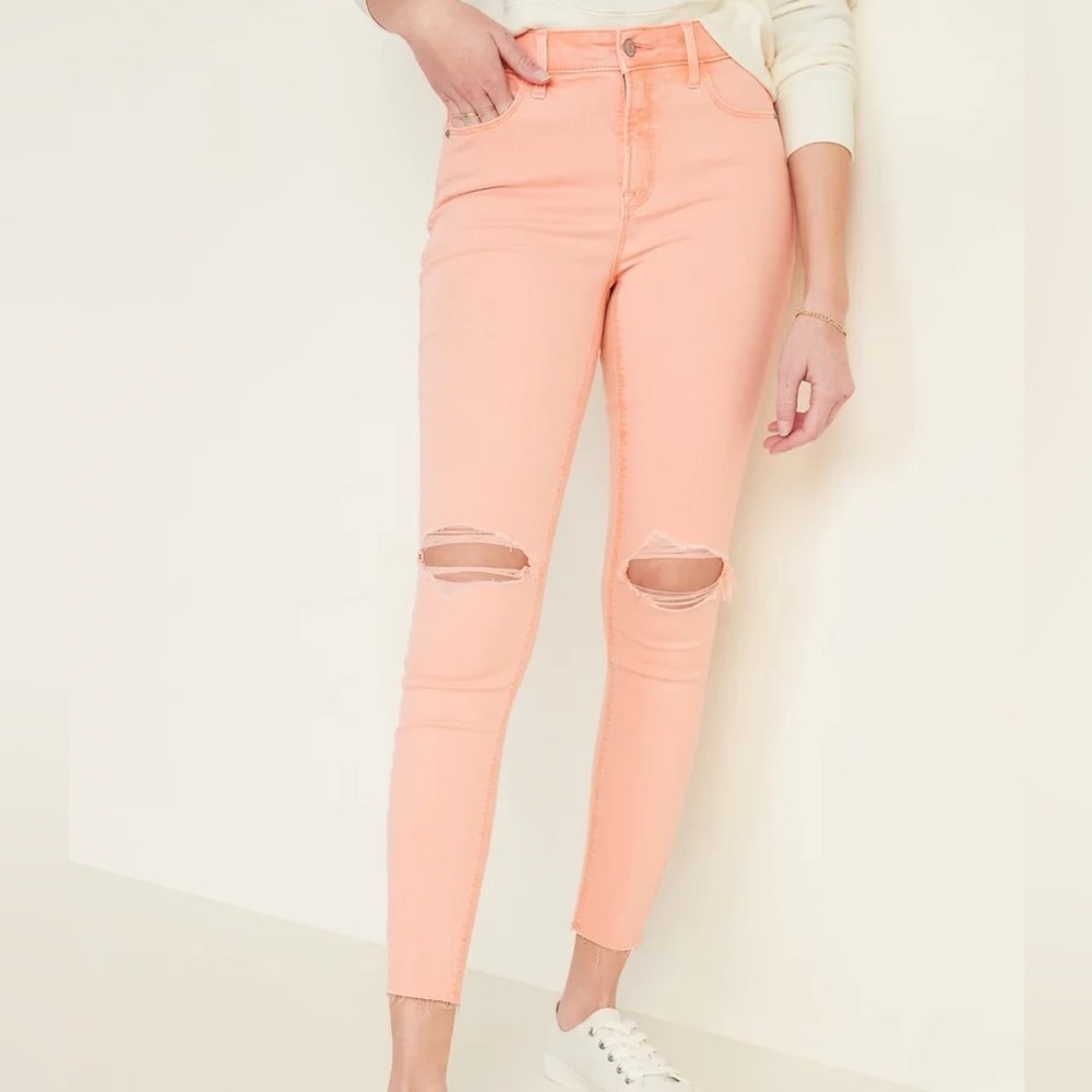 Rockstar Light Pink Distressed Skinny Jeans (Naturally Faded) - Size 6